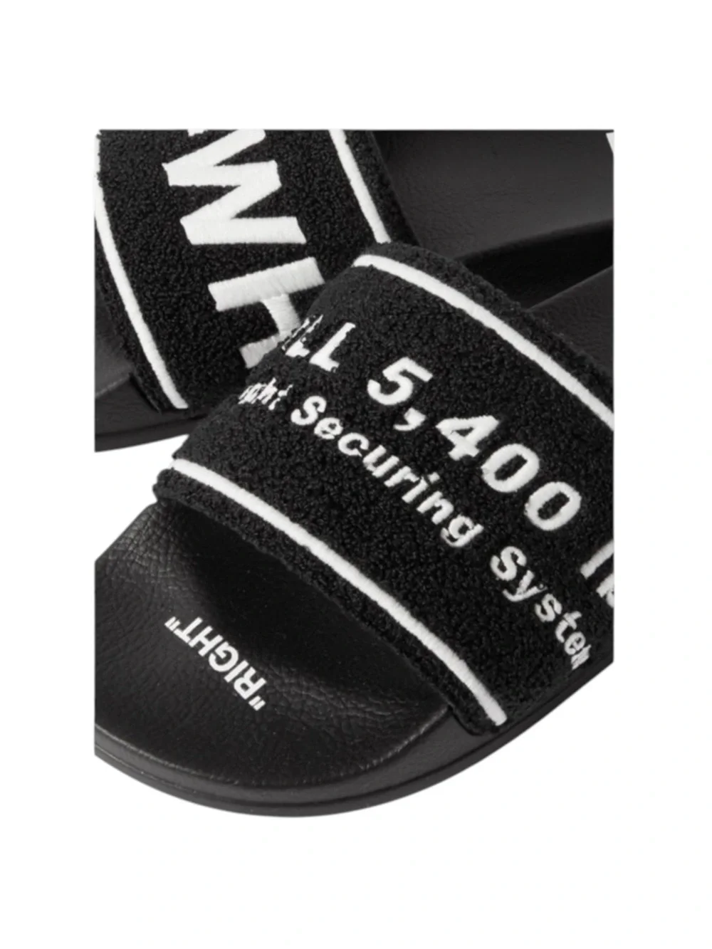 Off-White ➜ Logo Embroidered Terry Slides ➜ Black ➜ 44  10.5D 11D Virgil Abloh